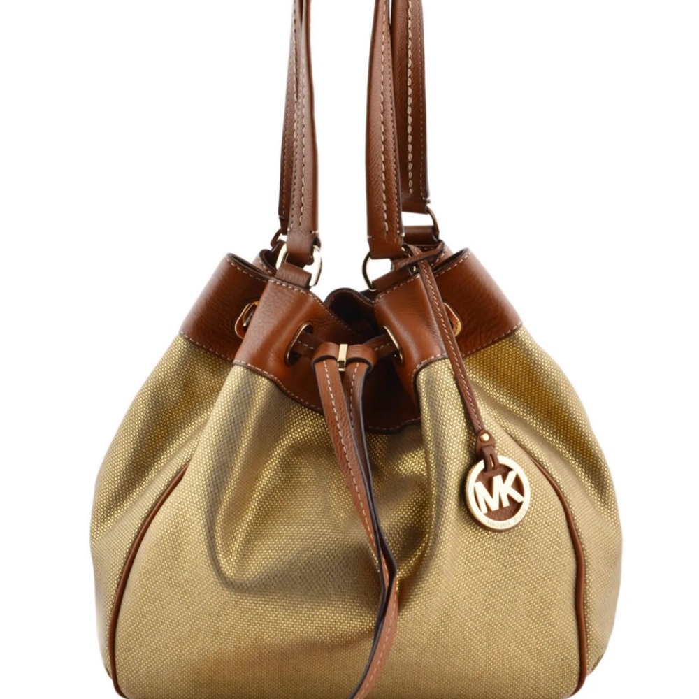 Michael Kors Gold and Tan Shoulder Bag
